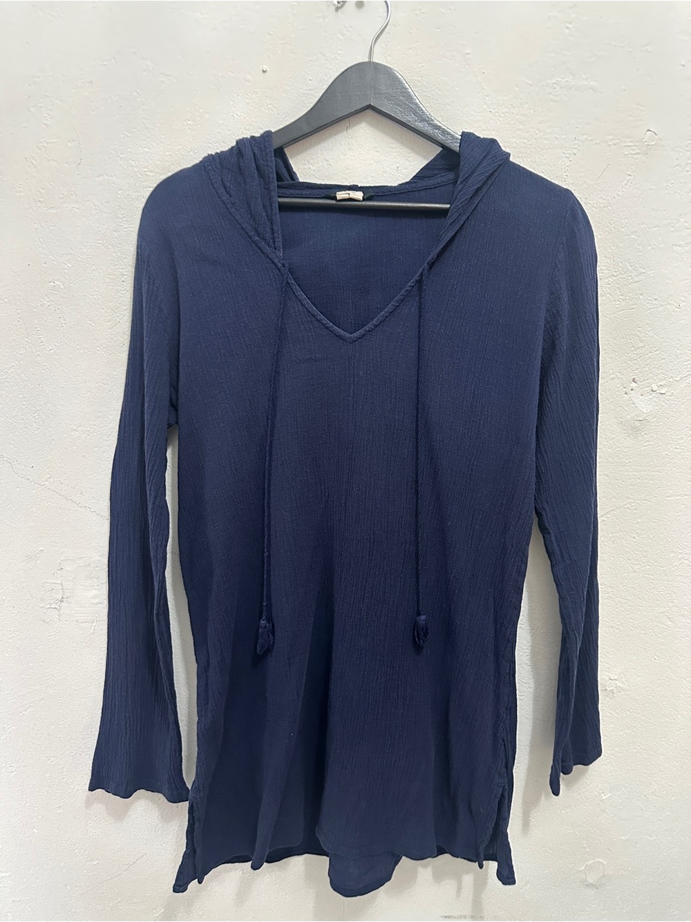 J.Crew Women’s S Navy Blue Lightweight Hooded Long Sleeve Top 100% Cotton